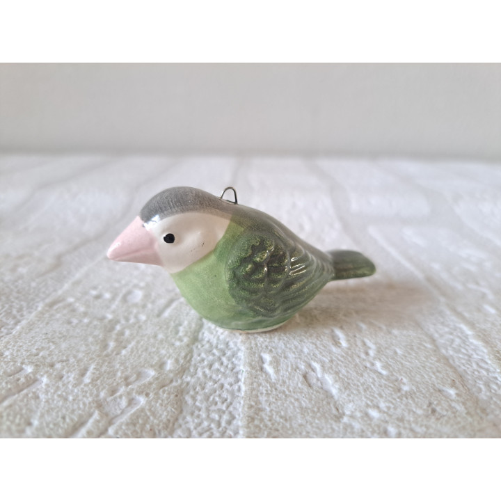 Groen vogeltje voor in de kerstboom, aardewerk 6x2.5x3cm - Kerstboom