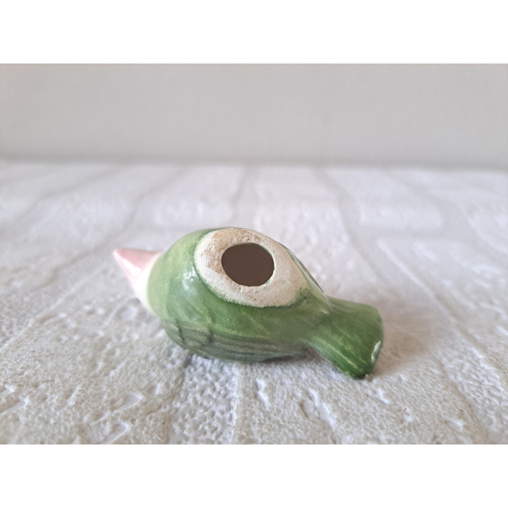 Groen vogeltje voor in de kerstboom, aardewerk 6x2.5x3cm - Kerstboom