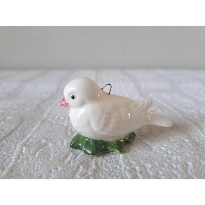 Wit vogeltje voor in de kerstboom, aardewerk 6x3x3.5cm - Kerstboom