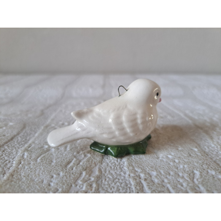 Wit vogeltje voor in de kerstboom, aardewerk 6x3x3.5cm - Kerstboom