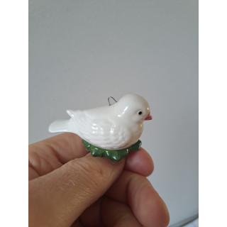 Wit vogeltje voor in de kerstboom, aardewerk 6x3x3.5cm