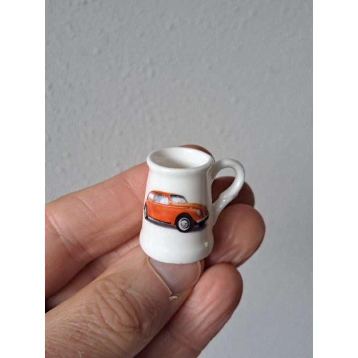 Porselein bierpul met Volkswagen kever, D2xH3cm