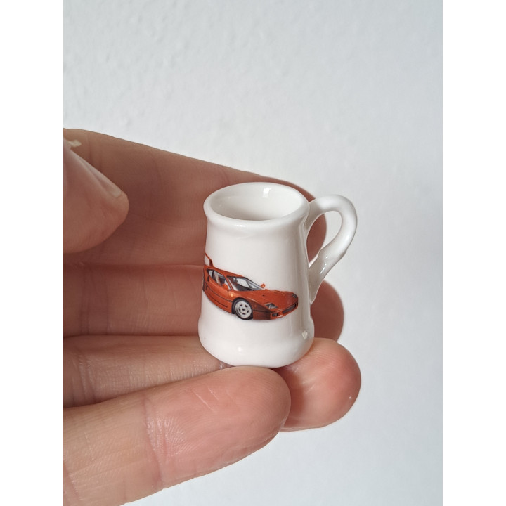 Porselein bierpul met Ferrari F40, D2xH3cm