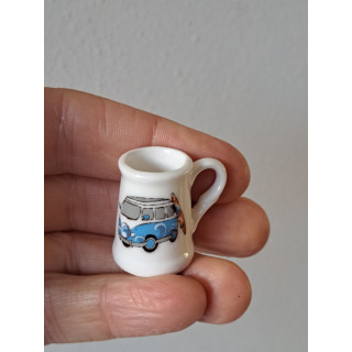 Porselein bierpul, Volkswagen bus met surfplank, D2xH3cm bl