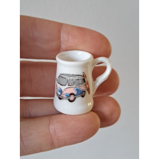 Porselein bierpul, Volkswagen bus met surfplank, D2xH3cm ro