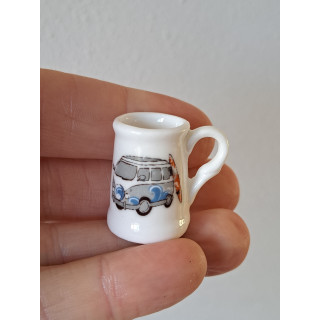 Porselein bierpul, Volkswagen bus met surfplank, D2xH3cm gr