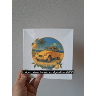 Sierbord, Citroen 2CV Depuis 1948, porselein 19.5x19.5x2cm