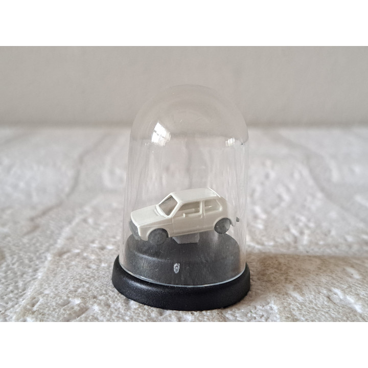 White Volkswagen Golf Mk1 1:160 Miniature in Display Dome