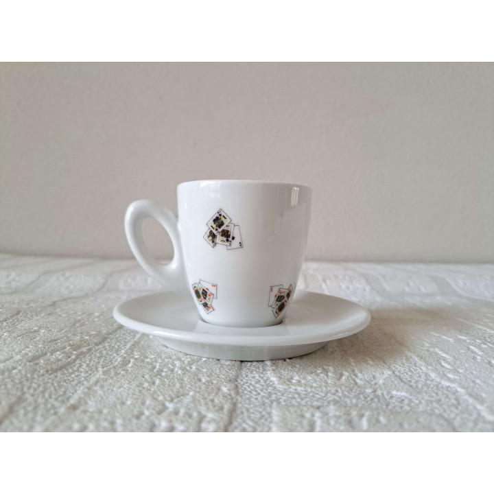 Espresso Kop en Schotel Speelkaarten Motief Porselein