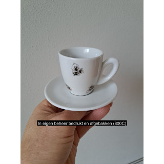 Espresso kop en schotel met speelkaarten, porselein D11xH6cm