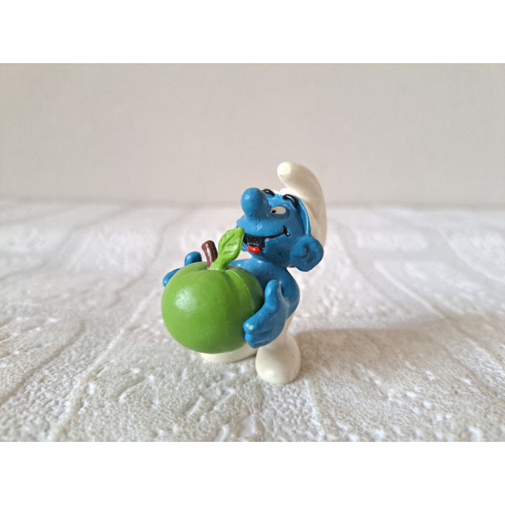 Appelsmurf,  Peyo Schleich 1982 20160, rubber 3x4.5x5cm - Smurfen