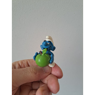 Appelsmurf,  Peyo Schleich 1982 20160, rubber 3x4.5x5cm