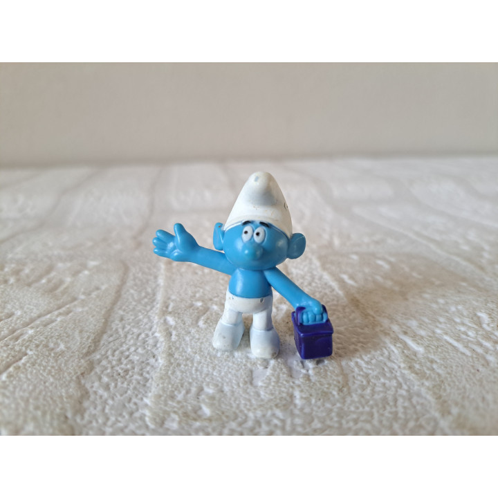 Boodschappensmurf, Albert Heijn 2008,  kunststof 4x2x4cm - Smurfen