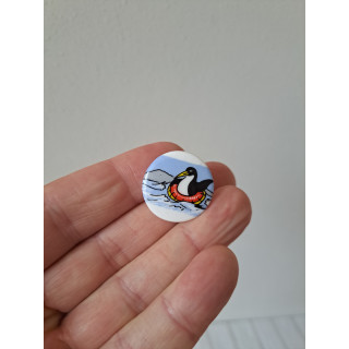 Porselein knoop, Pinguin met zwemband Birchcroft D2.5xH1.5cm