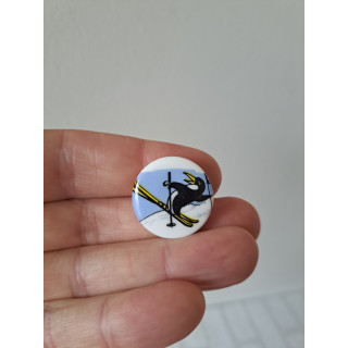 Porselein knoop, Pinguin met ski Birchcroft D2.5xH1.5cm