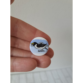 Porselein knoop Pinguin met schaatsen Birchcroft D2.5xH1.5cm