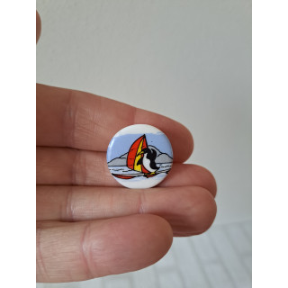 Porselein knoop Pinguin met surfplank Birchcroft D2.5xH1.5cm