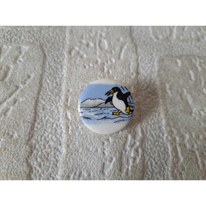 Porselein knoop Pinguin danst Birchcroft D2.5xH1.5cm - Verzamelobject