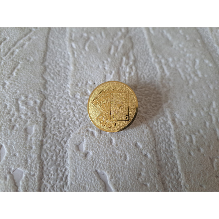 Mini embleem Speelkaarten Poker, goudkleurig metaal D2.5cm - emblemen