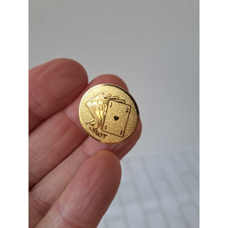 Mini embleem Speelkaarten Poker, goudkleurig metaal D2.5cm