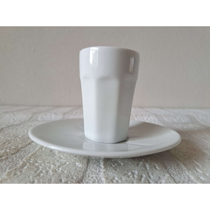 Kop en schotel met Giraf bedrukking, porselein D12.5xH8cm - handgemaakt