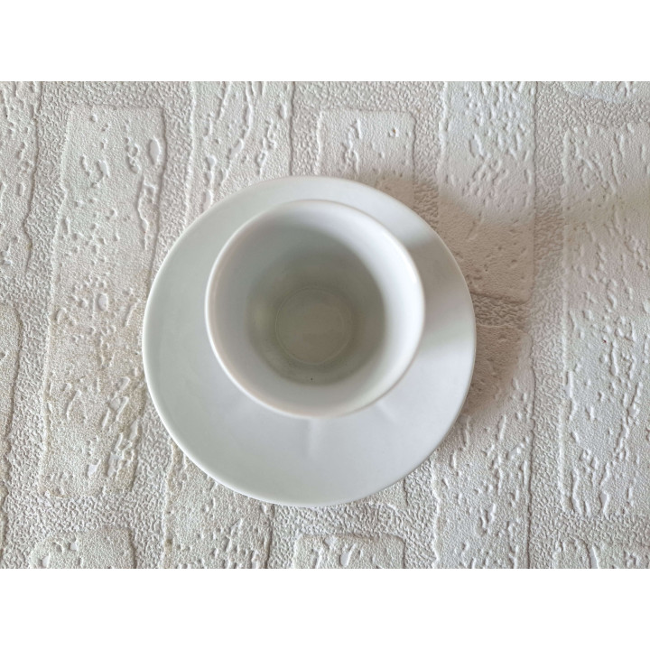 Kop en schotel met Giraf bedrukking, porselein D12.5xH8cm - handgemaakt