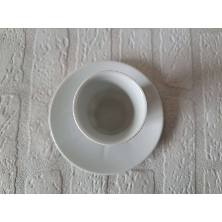 Kop en schotel met papagaai tekening, porselein D12.5xH8cm - handgemaakt