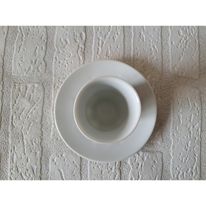 Kop en schotel met poesen tekening, porselein D12.5xH8cm - handgemaakt