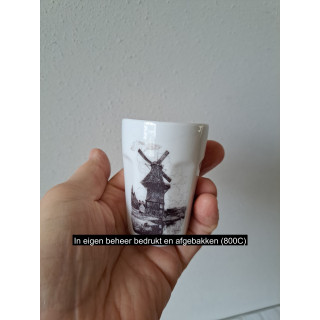 Bekertje Molen de Gooyer, Amsterdam, porselein D5.5xH7.5cm