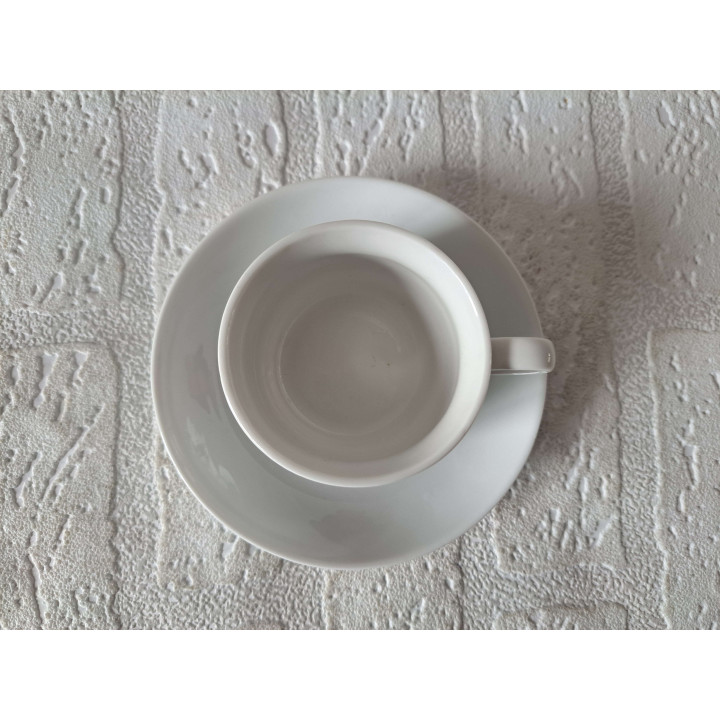 Kop en schotel Horen - zien - zwijgen, porselein D11.5x.H5cm - handgemaakt