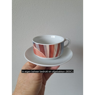 Kop en schotel met luchtballonen, porselein D14.5x.H6cm