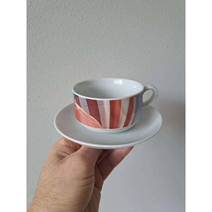 Kop en schotel met luchtballonen, porselein D14.5x.H6cm - handgemaakt