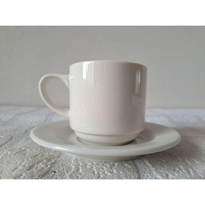 Kop en schotel met panda kop, porselein D13xH8cm - handgemaakt