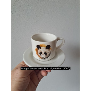 Kop en schotel met panda kop, porselein D13xH8cm