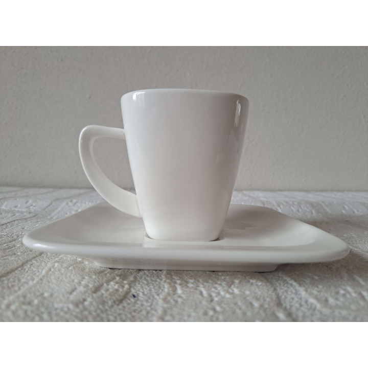 Kop en schotel met paard veulen, porselein 14x14x8.5cm - handgemaakt