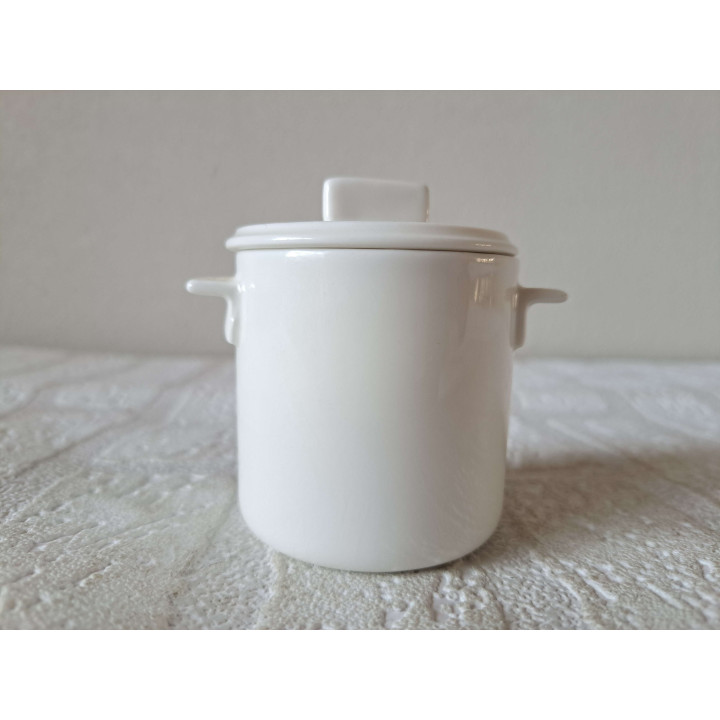 Suikerpotje met blauwe Volkswagen bus, porselein D7xH8cm - handgemaakt