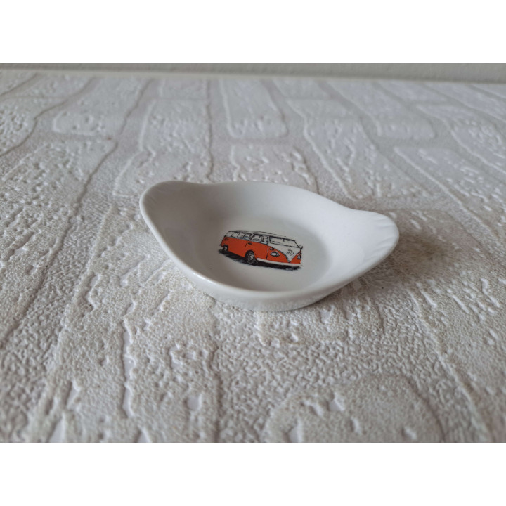 Amuseschaal donker oranje Volkswagen bus, porselein 9x7x2cm - handgemaakt