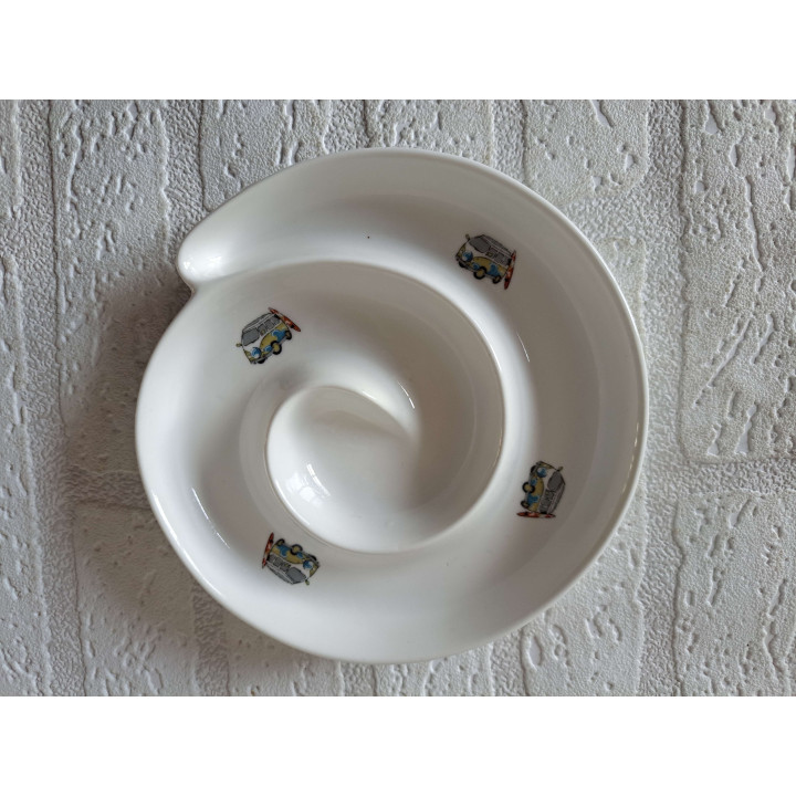 Ronde olijfschaal met Volkswagen t1 bus, porselein D15.5xH2cm - handgemaakt