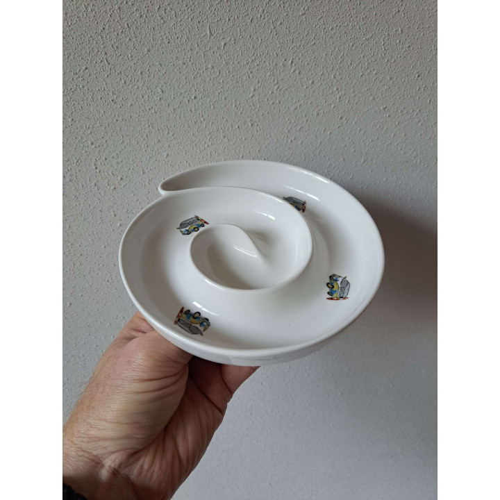 Ronde olijfschaal met Volkswagen t1 bus, porselein D15.5xH2cm - handgemaakt