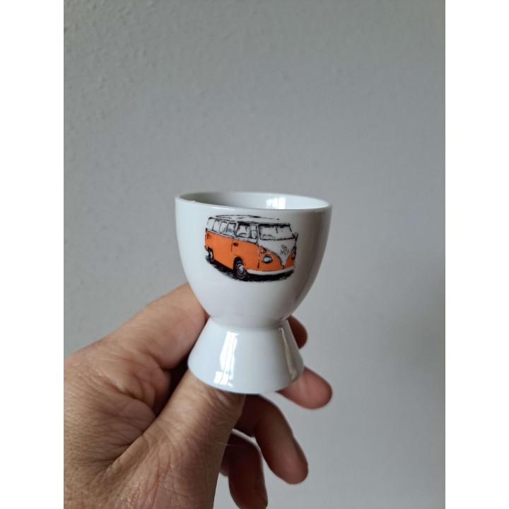 Egg Cup VW Bus Orange Porcelain D4.5xH6cm - Retro Design