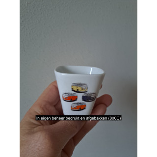 Bloempotje met kleuren Volkswagen t1 bus, porselein 6x6x6cm
