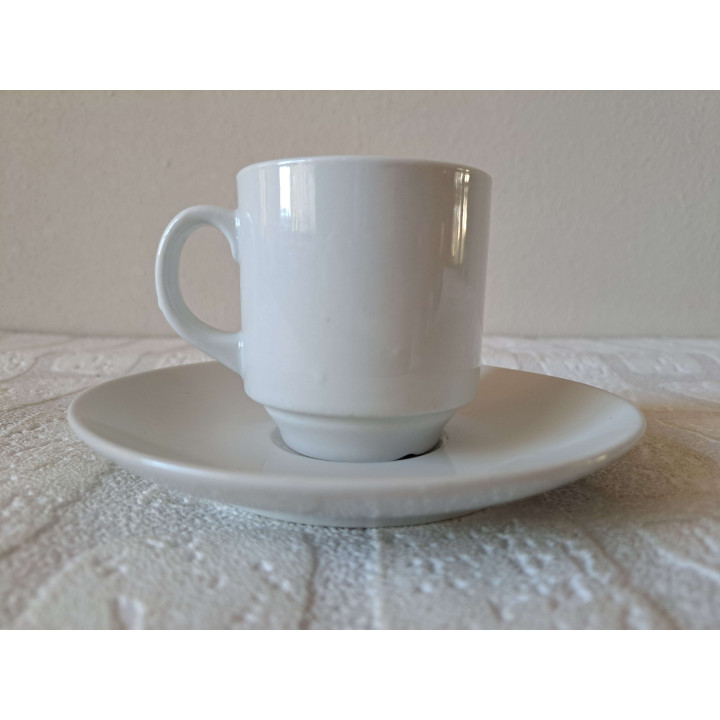 Kop en schotel met Volkswagen kever, porselein D14xH8cm - handgemaakt