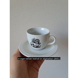 Kop en schotel Volkswagen kever tekening, porselein D14xH8cm