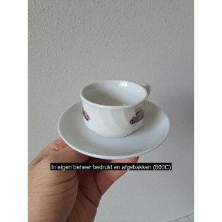 Kop en schotel Volkswagen kever, porselein D11.5xH4.5cm