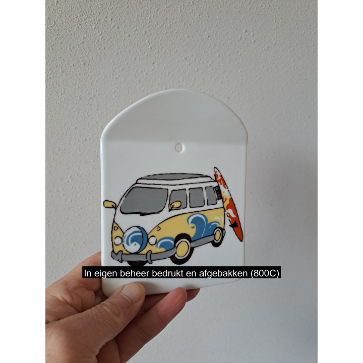 Kaasplank Volkswagen met surfplank, porselein 12.5x16cm gl