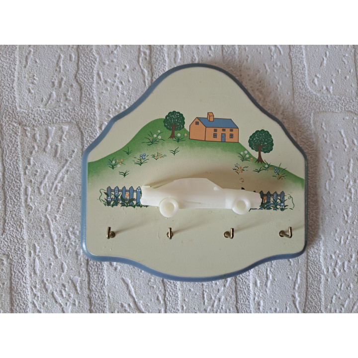 Sleutelrekje met Opel Manta B mantzell, hout 16.5x16x3cm, handwerk