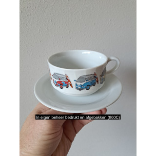 Kop en schotel Volkswagen bussen, porselein D14.5xH6cm