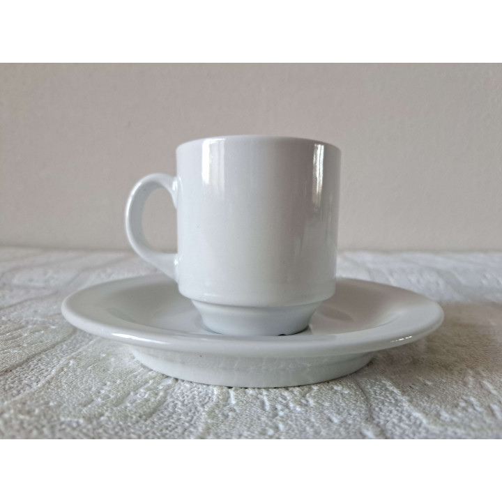 Kop en schotel 112 Daar red je levens mee, porselein D14xH8cm - handgemaakt