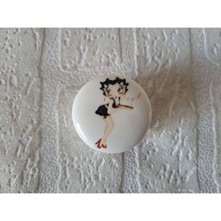 Pillendoosje met Betty Boop tekenfilm, porselein D4.5xH2.5cm - handgemaakt