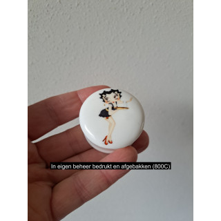 Pillendoosje met Betty Boop tekenfilm, porselein D4.5xH2.5cm